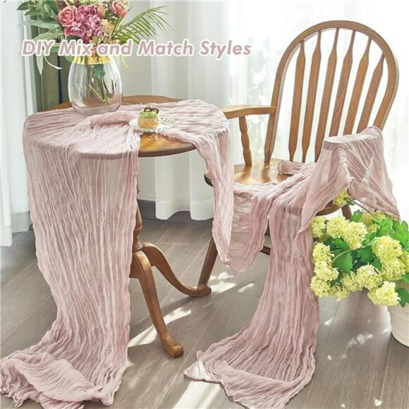 Dusty Pink Cheesecloth Table Runner 10ft Boho Wedding Baby Shower Party Decor - Picture 5 of 7